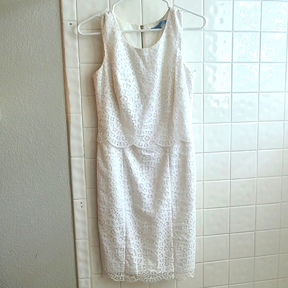 Antonio Melani White Shell Dress, midi, size 0, white